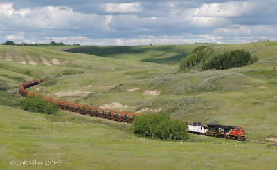 Partially Loaded Rail Train 921 (Fifth) Westbound Munson, AB