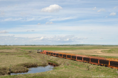 Loaded Rail Train 921 (First) Westbound Baintree, AB