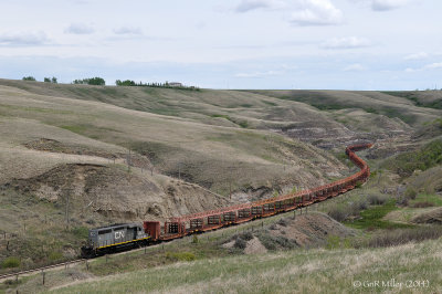Empty Rail Train 921 (Second and Third) Eastbound Fox Coulee Drumheller, AB