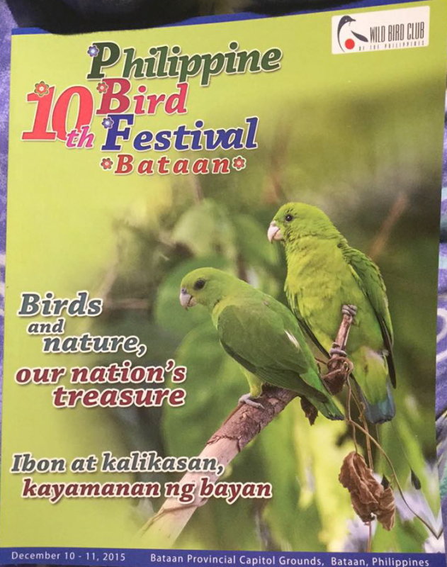 MY photo of Green Racquet-tails on the souvenir program of the 10th Philippine Bird Festival