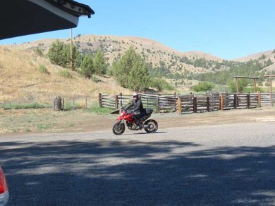 Dru rides off