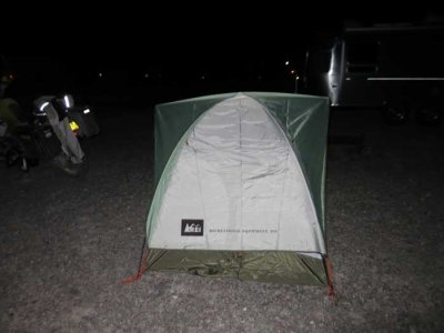 Tent in a parking lot