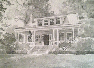 Ink Wash House Portraits www.LauraFoxArt.com