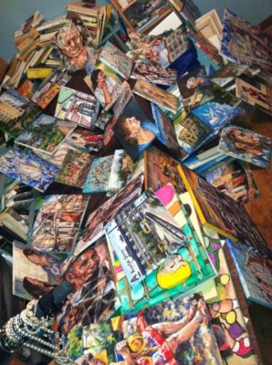 pile of paintings