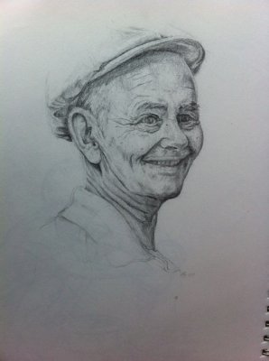 drawing of older gentleman (pencil and paper)