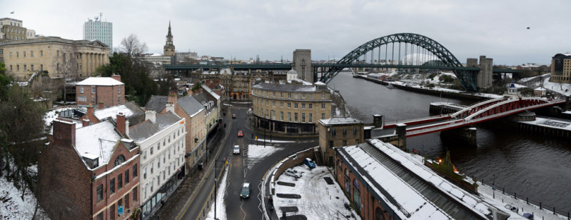 Newcastle Panorama with the Tyne and Swing Bridges