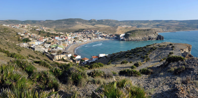 Panoramic view of the scenic cove at Bouzedjar