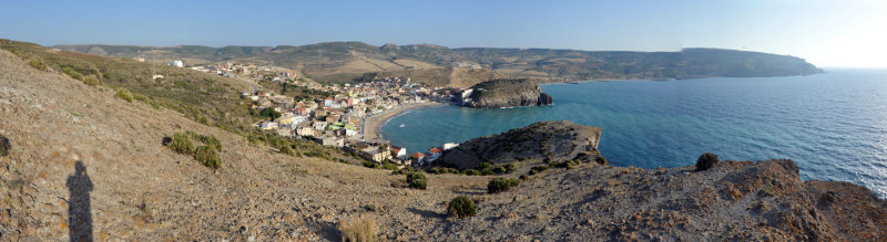 Panoramic view of Bouzedjar from the top of the eastern headlands, late afternoon