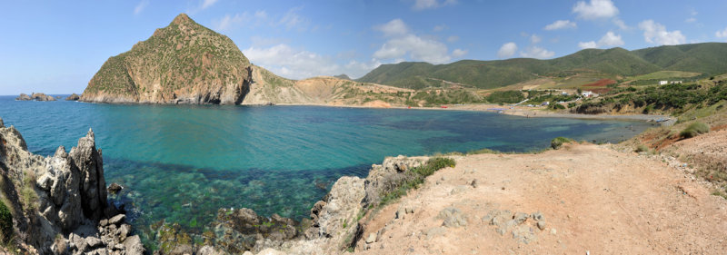 Panoramic view of the scenic cove at Madagh Beach II