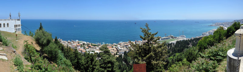 Panoramic view of the Mediterranean Sea from the terrace of Notre-Dame d'Afrique