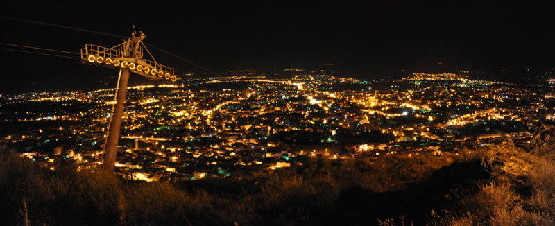 Panoramic view of Tlemcen at night from near the Upper Cable Car Station, Plateau Lalla Setti