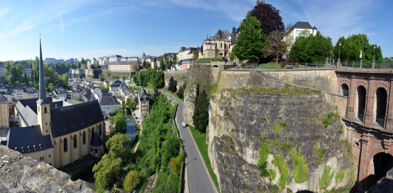 Panorama of the Lower Town of Luxembourg with Castle Bridge
