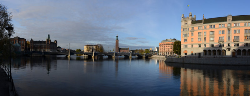 Panoramaic view from the Riksdag to the Stadshus, Stockholm