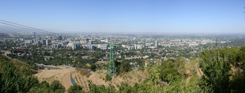 Panoramic view of Almaty and the Cable Car line, Kok-Tobe