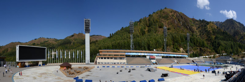 Panoramic view of the interior of Medeu Stadium