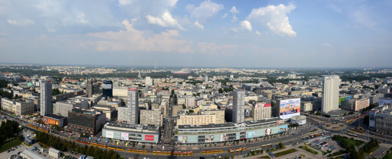 PKiN: Panorama view to the east of Marszałkowska Street