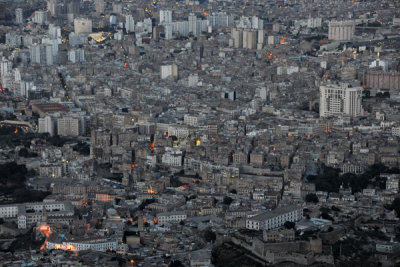 The city center of Oran at dusk from Jebel Murdjadjo