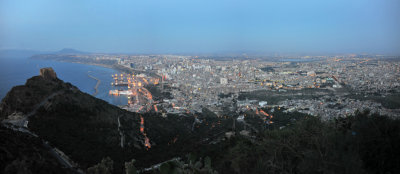 Panoramic view of Oran at dusk from Jebel Murdjadjo