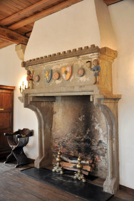 15th C. Fireplace of the Banquet Hall with the Coat-of-Arms of Nassau Looz