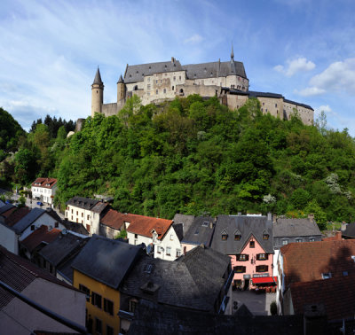 Panorama of Vianden Castle dominating the town