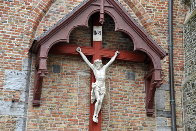 Crucifix on the northwest face of Sint-Salvatorskathedraal 