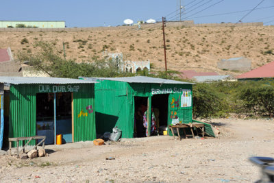 Little tin shacks operating as grocers on the edge of Hargeisa