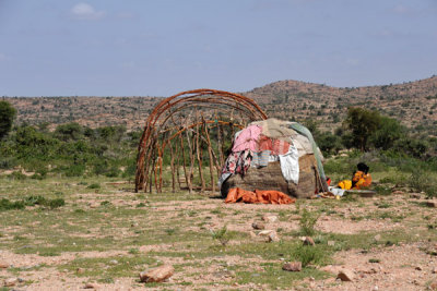 Nomadic herders live in simple shelters in the countryside