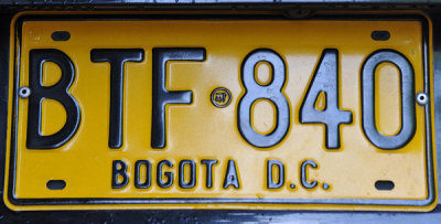 Bogota License Plate