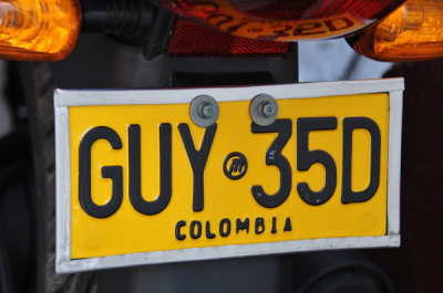 Colombia Motorcycle Plate