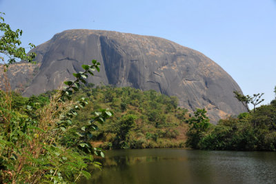 Aso Rock with the lake at the Abuja Zoo