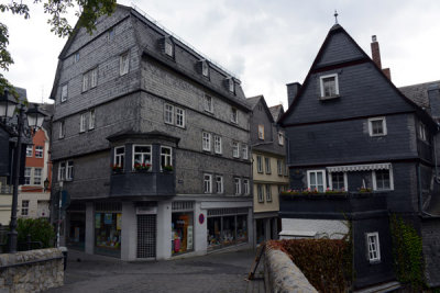 Slate-sided houses on the east end of the Old Lahn Bridge, Wetzlar