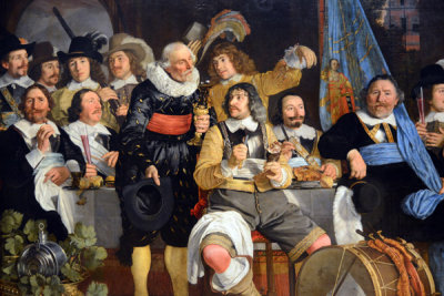 Detail, Banquet at the Crossbowmens Guild in Celebration of the Treaty of Mnster, Bartholomeus van der Helst, 1648