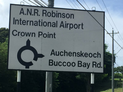 Roundabout on the road to Crown Point and Tobagos ANR Richardson Airport