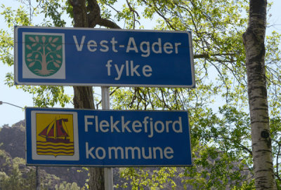 Leaving Rogaland, entering Vest-Agder fylke (county), Flekkefjord kommune