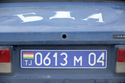 License plate of the Tajikistan police