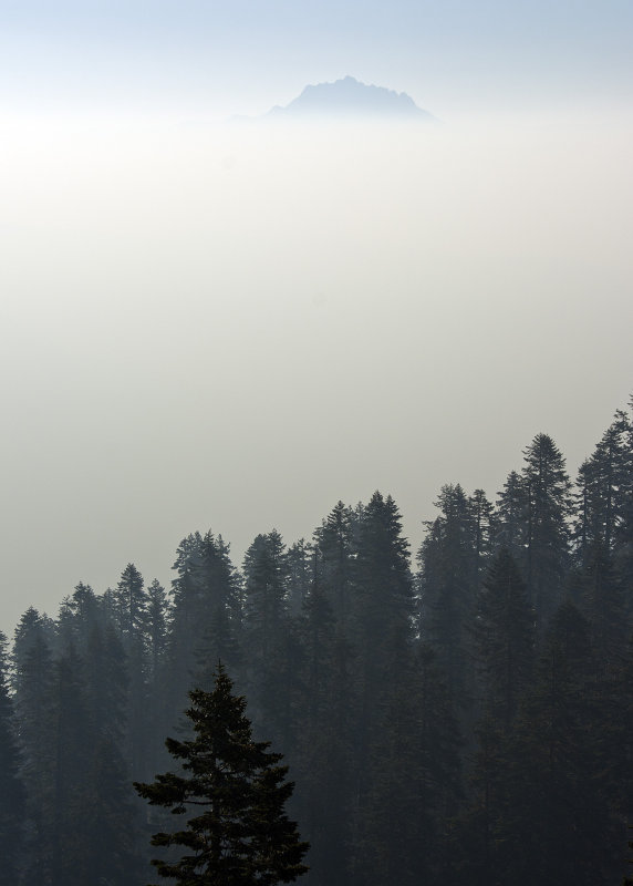 Sierra Buttes Above the Morning Smoke Inversion