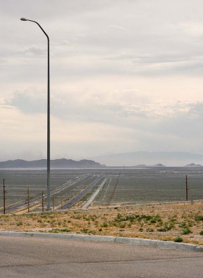 Looking southwest from the westbound I-80 rest area at Aragonite, Utah