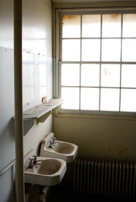 Bathrioom sinks in the nurses's barracks