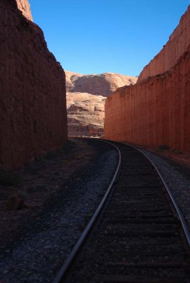 Rail corridor blasted out of the sandstone