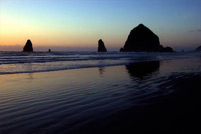 Stacks at Sunset. Cannon Beach, Oregon.