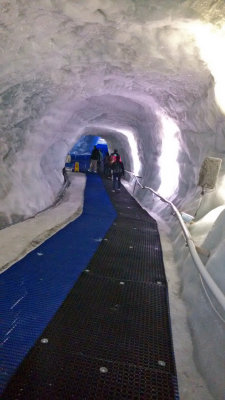 Ice Cavern in the permanent Glacier on the Top of the Klein Matterhorn