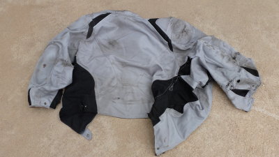The jacket looked like it went through a wheat thresher. It was completely shredded.