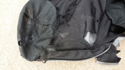 Twisted and tore the liner from sucking it through the holes and catching.