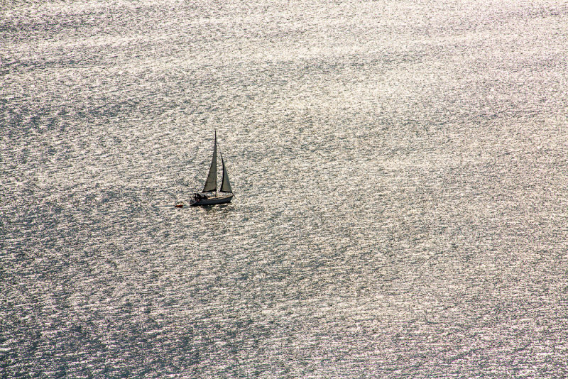 Yacht at Barrenjoey Headland