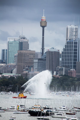 Fireboat on Sydney Harbour prior to fireworks