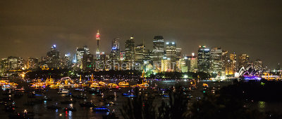 Panorama at night of Sydney Harbour