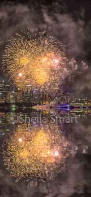 Sydney Opera House with fireworks - an abstract