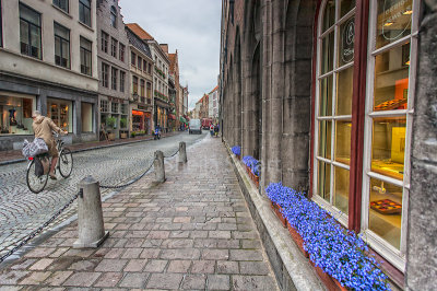 Cobbled street in Brugge, Belgium