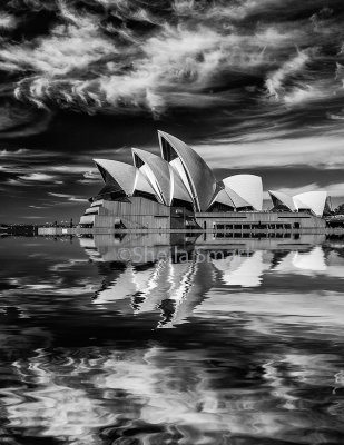 Sydney Opera House in monochrome