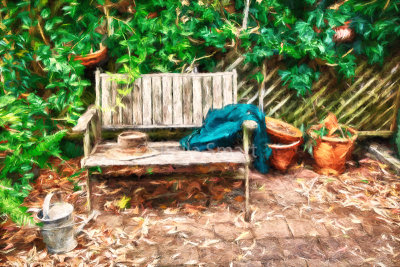 Garden bench using Topaz impressionist filter